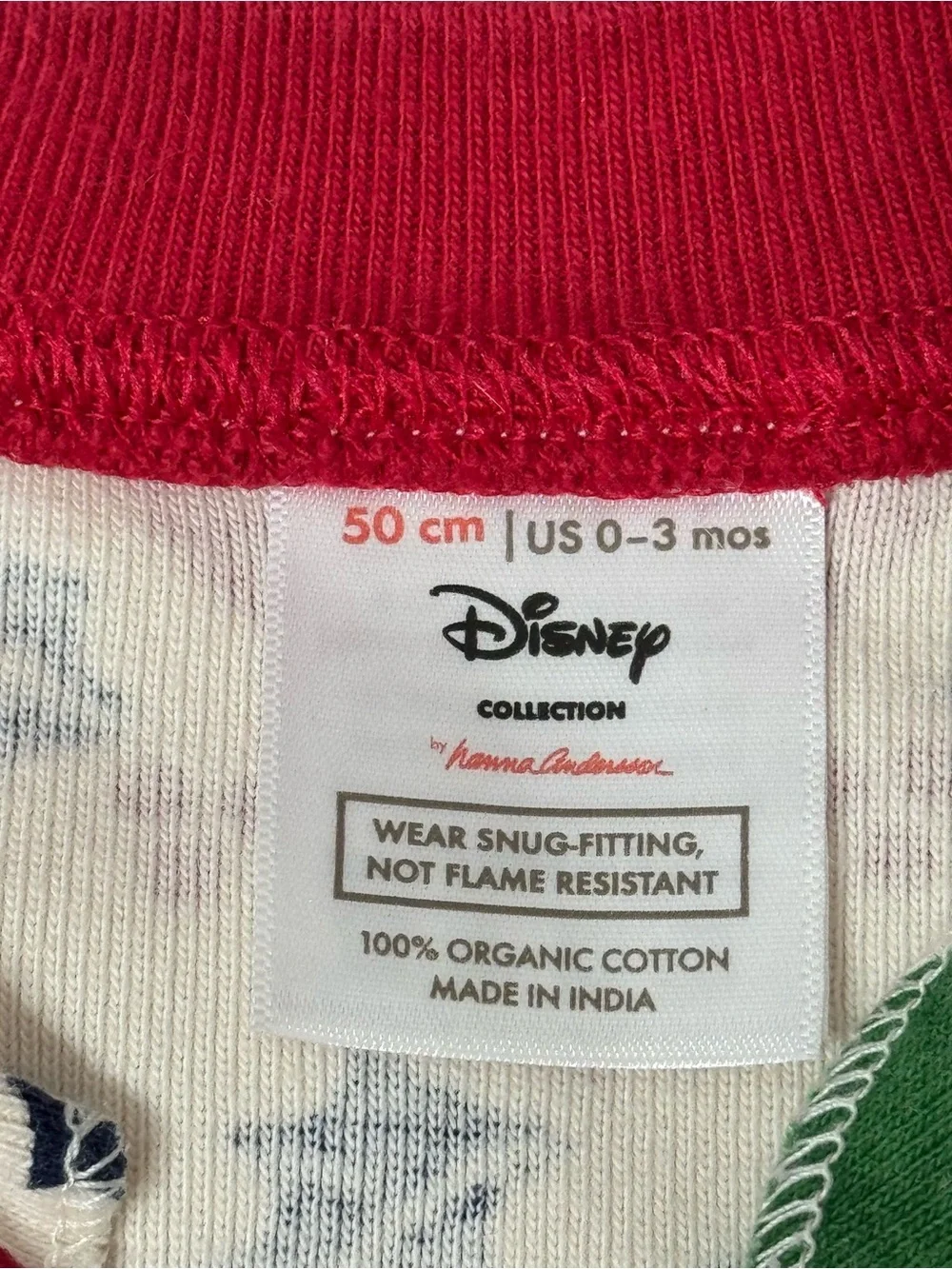 Hanna Andersson Disney Mickey Holly Garland Zip Sleeper 0-3M Christmas Cotton